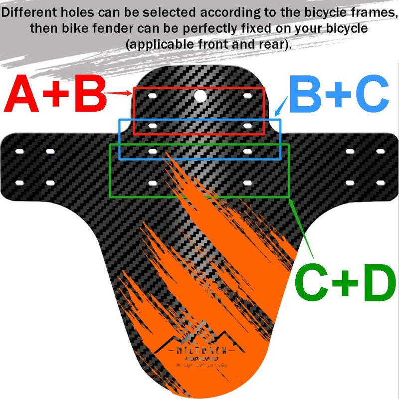 NICEDACK Bike Fender, 2PCS Adjustable MTB Mud Guard, Front and Rear Compatible Mudguards, Easy to Install, Fits 26", 27.5", 29" Fat Tire Bikes and All Disc Brake Bicycles (Orange) - Image 3
